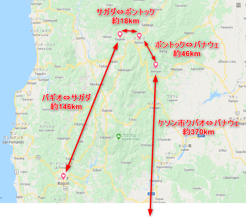 サガダへのアクセスマップ