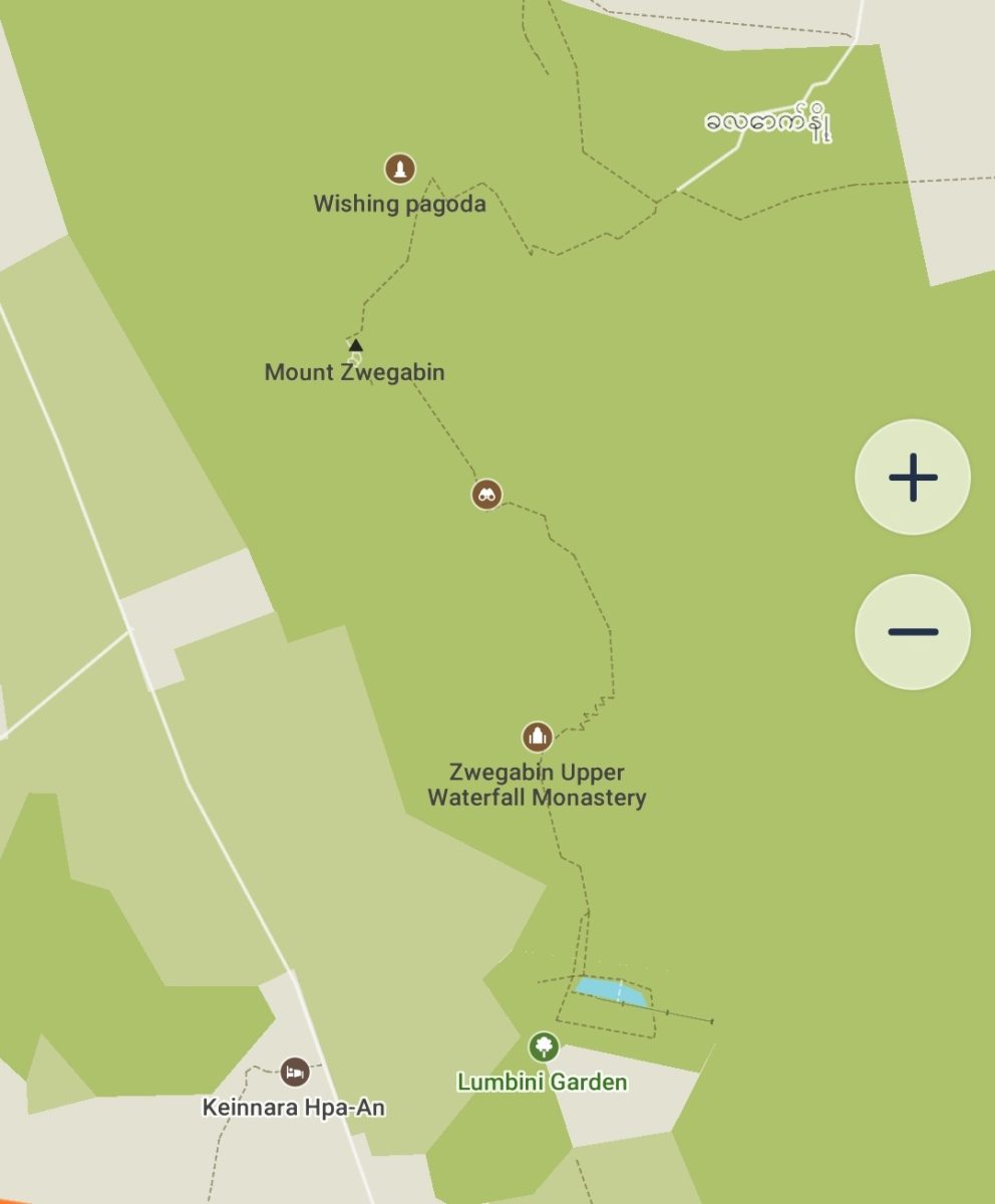 地図アプリ「Maps.me」で見るヅウェカビン山の登山ルート